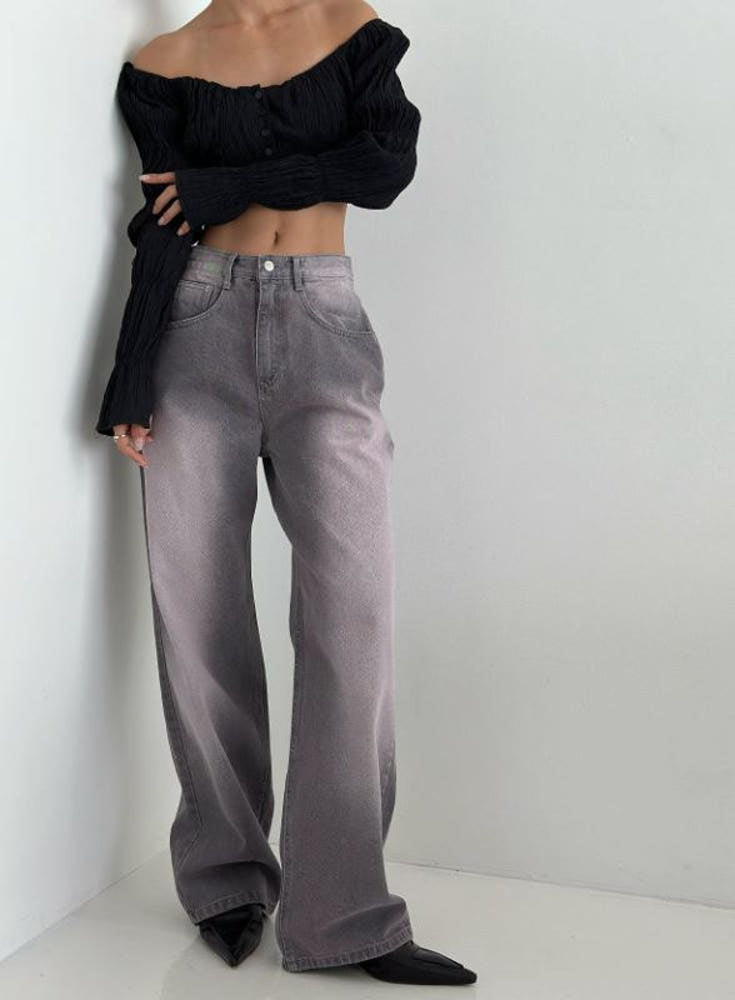 Purple Washed Wide-Leg Jeans